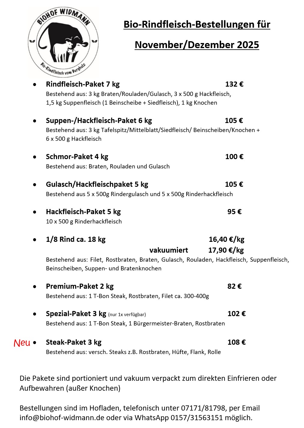 Rind November Dezember